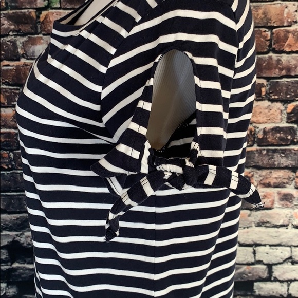 Navy Stripe Tee, keyhole tie shoulders - Picture 2 of 6